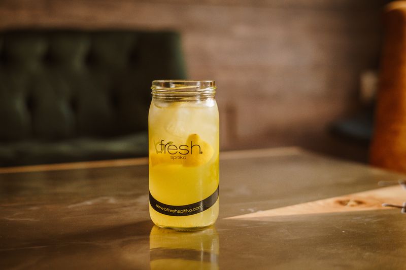 Fresh squeezed lemonade with mint and ice