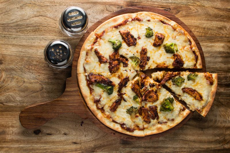 Margherita pizza with fresh basil and buffalo mozzarella